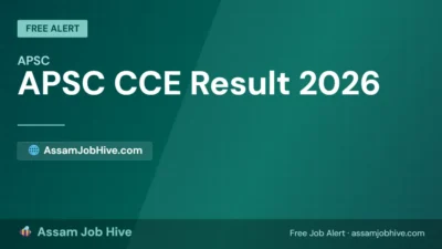 APSC CCE Result 2026 infographic showing Prelims result expected August September 2026 and final merit list calculation of Mains 1500 plus Interview 180 marks