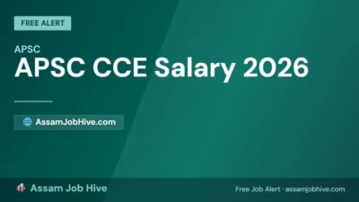 APSC CCE Salary 2026 infographic showing pay scale 22000 to 110000 rupees estimated in-hand salary and allowances including DA HRA and medical benefits