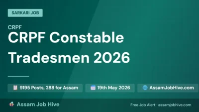 CRPF Constable Recruitment 2026 – 9195 Posts, 288 for Assam, Apply by May 19