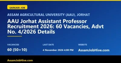 AAU Jorhat Faculty Recruitment 2026 Assistant Professor vacancy notification