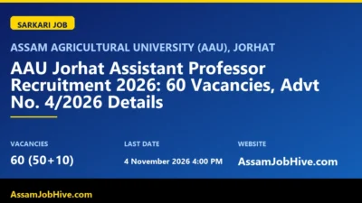 AAU Jorhat Faculty Recruitment 2026 Assistant Professor vacancy notification