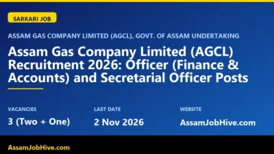 AGCL Recruitment 2026 Officer Finance Accounts Secretarial Officer notification Assam