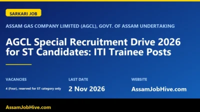 AGCL ITI Trainee Recruitment 2026 special drive ST candidates Assam