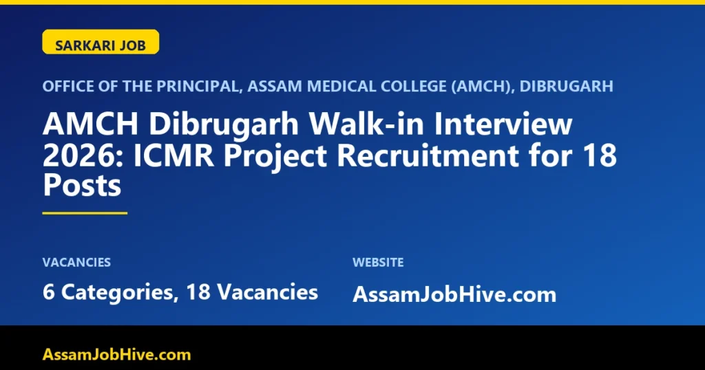 AMCH Dibrugarh walk-in interview 2026 ICMR project recruitment notification