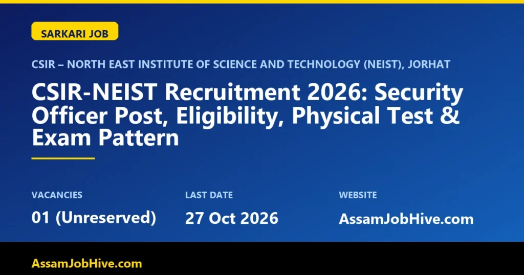 CSIR-NEIST Recruitment 2026 Security Officer notification Jorhat Assam