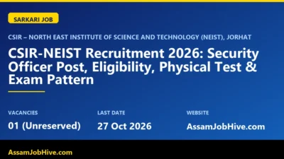 CSIR NEIST Recruitment 2026 Security Officer notification Jorhat Assam