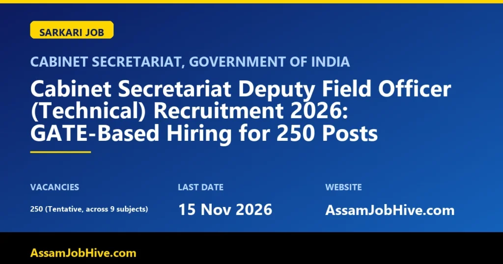 Cabinet Secretariat Deputy Field Officer Technical Recruitment 2026 GATE notification
