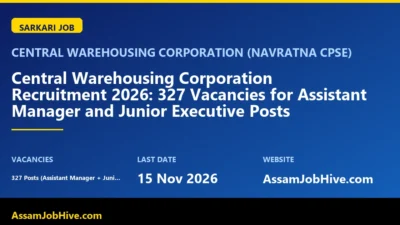 Central Warehousing Corporation, also known as CWC Recruitment 2026 notification for Assistant Manager and Junior Executive posts