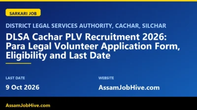 DLSA Cachar PLV Recruitment 2026 Para Legal Volunteer application notice