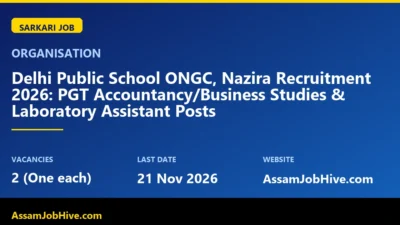 DPS Nazira Recruitment 2026 PGT Laboratory Assistant vacancy Assam