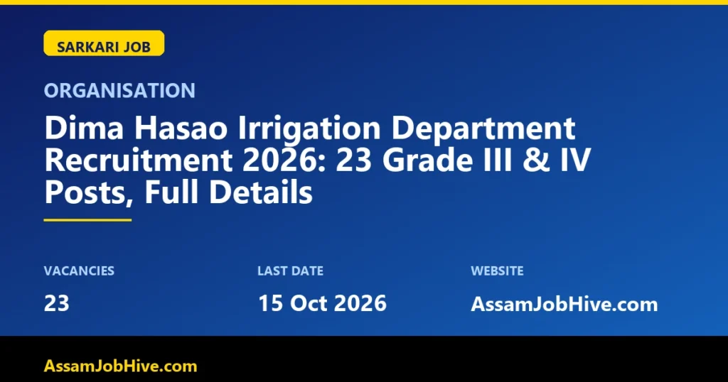 Dima Hasao Irrigation Department Recruitment 2026 Grade III IV posts notification Haflong