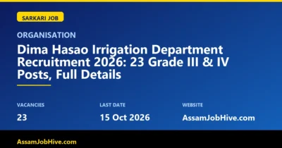Dima Hasao Irrigation Department Recruitment 2026 Grade III IV posts notification Haflong
