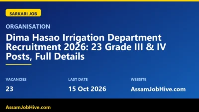Dima Hasao Irrigation Department Recruitment 2026 Grade III IV posts notification Haflong
