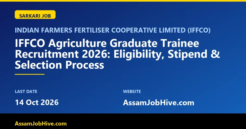 IFFCO Agriculture Graduate Trainee Recruitment 2026 notification eligibility stipend details