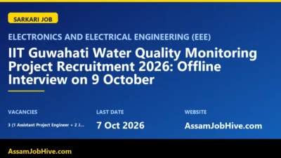 IIT Guwahati Water Quality Monitoring Project Recruitment 2026 notice for Assistant Project Engineer and JRF posts
