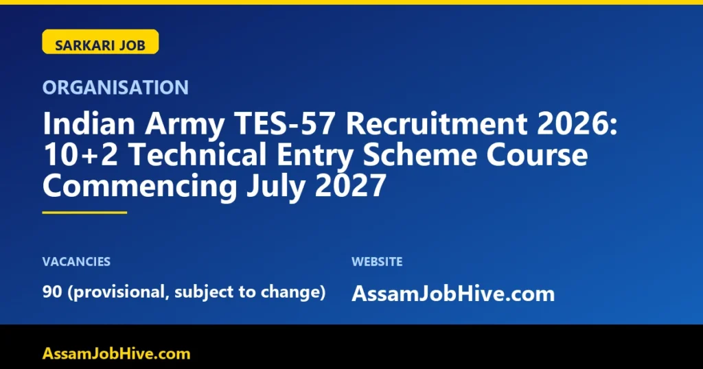 Indian Army TES-57 Recruitment 2026 10+2 Technical Entry Scheme notification