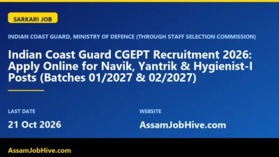 Indian Coast Guard CGEPT Recruitment 2026 Navik Yantrik Hygienist notification