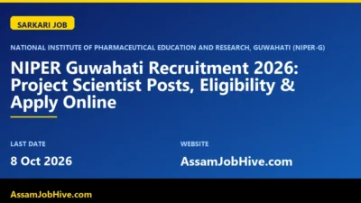NIPER Guwahati Recruitment 2026 Project Scientist notification Assam