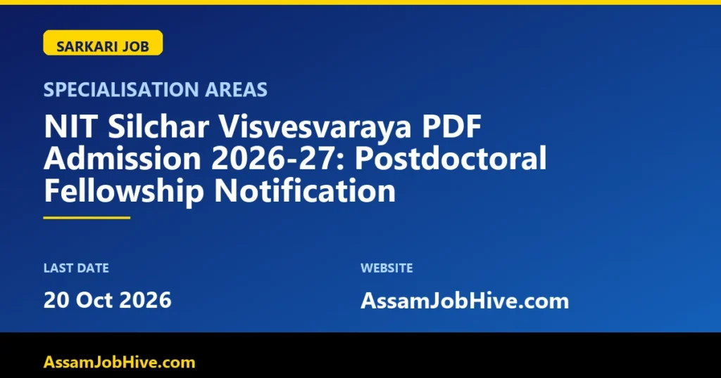 NIT Silchar Visvesvaraya PDF Admission 2026-27 notice for Postdoctoral Fellowship
