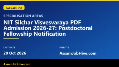 NIT Silchar Visvesvaraya PDF Admission 2026-27 notice for Postdoctoral Fellowship