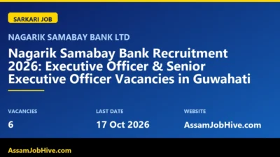 Nagarik Samabay Bank Recruitment 2026 Executive Officer Senior Executive Officer Guwahati notification