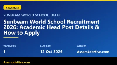 Sunbeam World School Recruitment 2026 Academic Head post notification Delhi