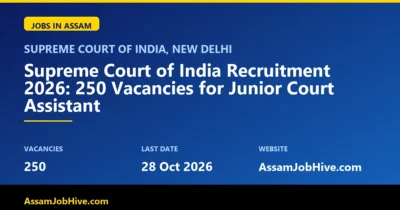 Supreme Court of India Recruitment 2026 notification for Junior Court Assistant Guwahati Dibrugarh exam centre