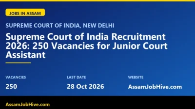 Supreme Court of India Recruitment 2026 notification for Junior Court Assistant Guwahati Dibrugarh exam centre