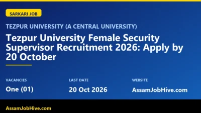 Tezpur University Female Security Supervisor Recruitment 2026 notification Assam