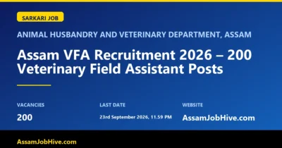 Assam VFA Recruitment 2026 information for 200 posts in Assam