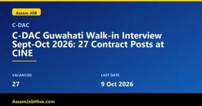C-DAC Guwahati walk-in interview September 2026 notification for Full Stack, Android and Network Security posts