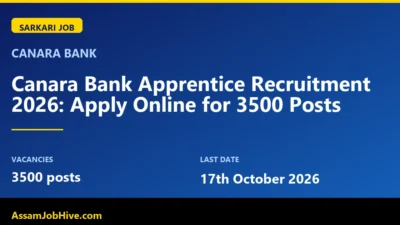 Canara Bank Canara Bank Apprentice Recruitment 2026: Apply Online for 3500 Posts with 3500 posts vacancies, last date 17th October 2026 featured image