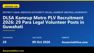 DLSA Kamrup Metro PLV Recruitment 2026 notice for 29 Para Legal Volunteers in Guwahati