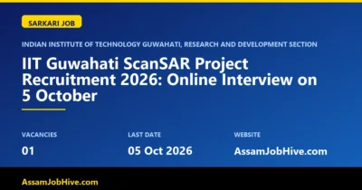 IIT Guwahati ScanSAR Project Recruitment 2026 notice for the SAR interferometry project