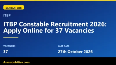 ITBP ITBP Constable Recruitment 2026: Apply Online for 37 Vacancies with 37 vacancies, last date 27th October 2026 featured image