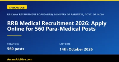 RRB Medical Recruitment 2026 Online Apply