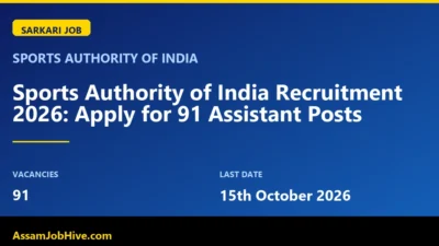 Sports Authority of India Recruitment 2026 Assistant Posts