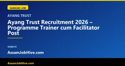 Ayang Trust Recruitment 2026 Programme Trainer cum Facilitator role poster with community iconography