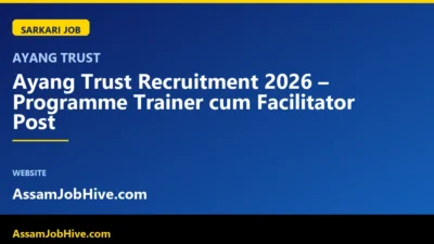 Ayang Trust Recruitment 2026 Programme Trainer cum Facilitator role poster with community iconography
